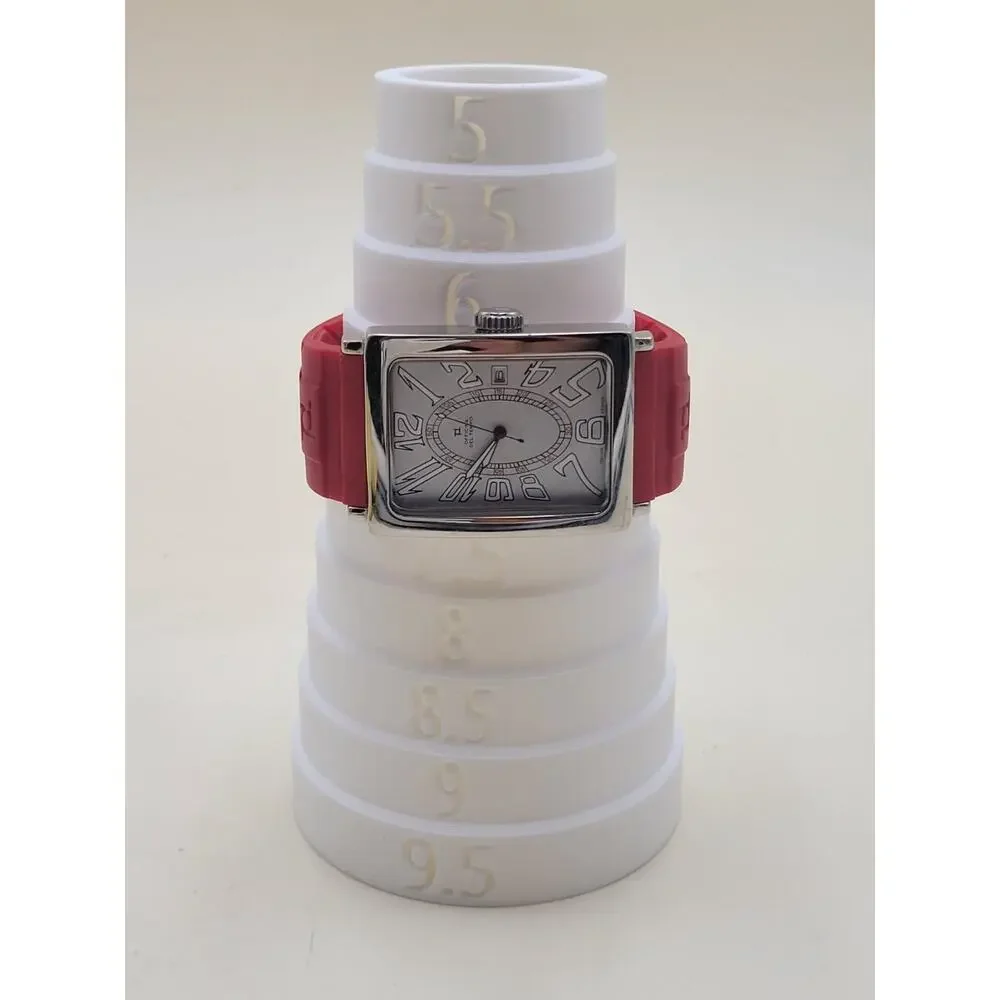 Officina Del Tempo OT1029 Wristwatch Stainless Steel Red Rubber Strap Modern